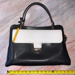 Cromia Black & White Saffiano Leather Satchel Bag